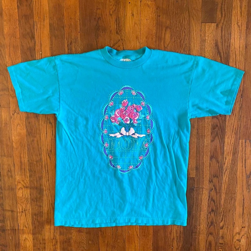 Vintage 90s Mom Mother’s Day Bouquet Flowers Puffy Print Graphic T-shirt L